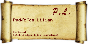 Padács Lilian névjegykártya